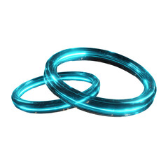 Fototapeta premium Glowing rings futuristic technology abstract neon light design element isolated on transprint background