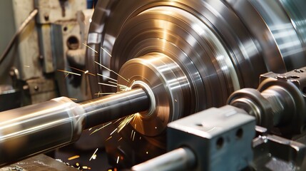 Close-up of internal turning operation on a lathe, showcasing a cutting tool shaping the inner diameter of a metal pipe or cylinder