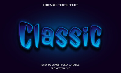 Classic text, editable text effect template, 3d bold shiny blue effect, movie title style