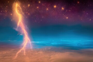 Fototapeta premium Cosmic Lightning Above Clouds