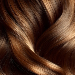 Fototapeta premium Lustrous brown hair with beautiful waves, showcasing rich colors and glossy texture, perfect for beauty themes.
