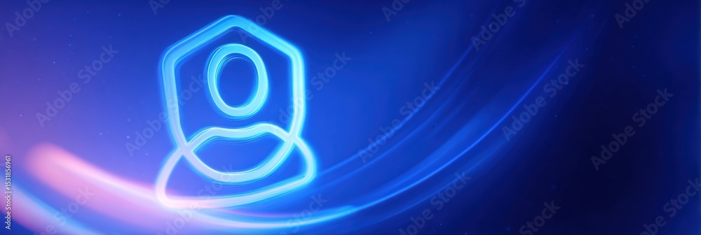 Poster Cyber Shield Profile Icon in Glowing Orb With Space for Text and Vibrant Colors