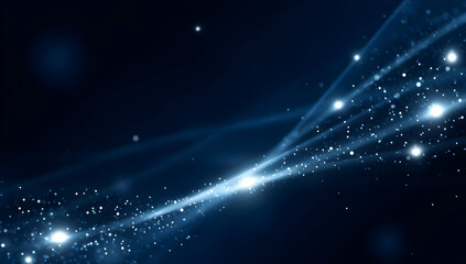 Fototapeta premium A mesmerizing blue wave of light sparkles across a dark background, creating a sense of depth and tranquility.