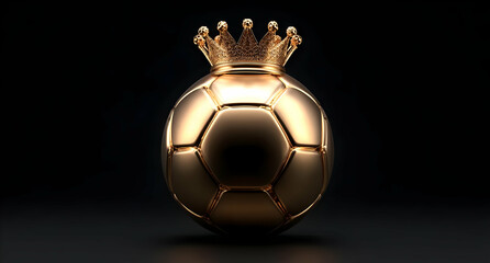A stylish golden soccer ball crowned, symbolizing victory and prestige in the world of sports.