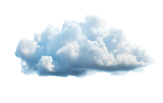 Realistic Fluffy White Clouds in Clear Blue Sky, isolated on transparent background