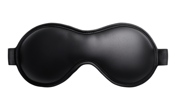 Black satin sleep mask isolated on transparent background
