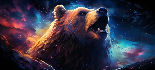 Galaxy Version of bear world, ai generative