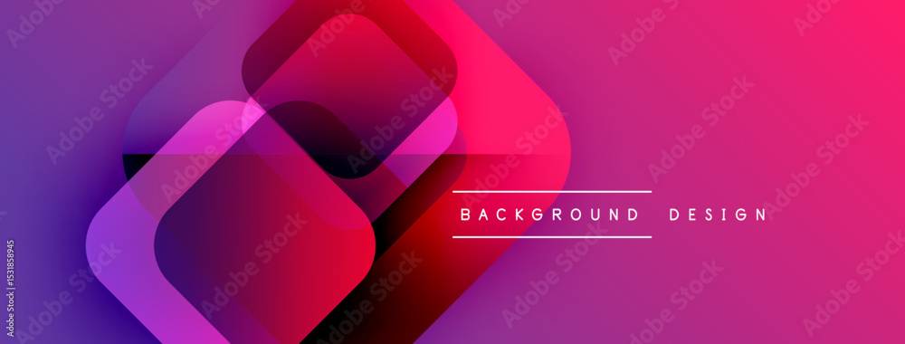 Poster Abstract gradient shapes overlap. Vibrant pinks, purples, blues create modern visual effect. Text reads background design.