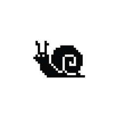 Naklejka premium Pixel art snail black and white design