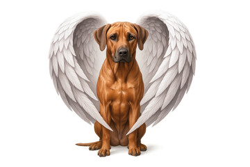 Rhodesian Ridgeback with Angel Wings – Pet Memorial Portrait Symbolizing Love, Loyalty, and Peaceful Remembrance