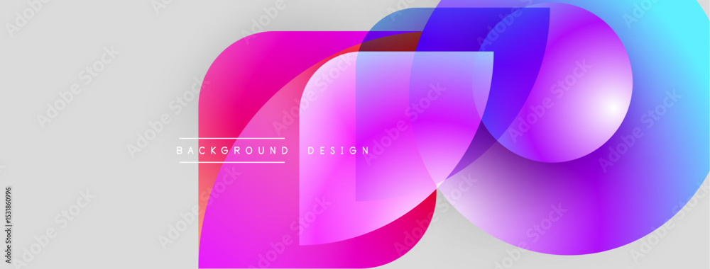 Poster Abstract vibrant shapes overlap, creating dynamic gradient effect. Modern design suitable for backgrounds, presentations.