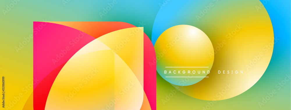 Poster Abstract colorful shapes overlap. Gradient background creates dynamic visual effect. Modern design elements present vibrant composition.