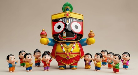 Naklejka premium Jagannath deity dolls hinduism india indian culture odisha hindu god religion