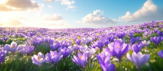 Obraz premium Springtime Crocus Field