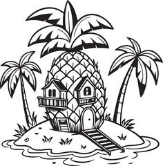 Obraz premium tropical island with palm trees and house