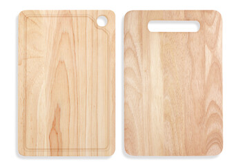 wood cutting two style board isolated on white background
