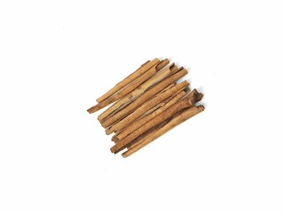Dry cinnamon sticks isolated on white background 