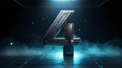 Countdown from five with a futuristic metallic design and a glowing blue environment, perfect for intros and announcements - Powered by Adobe