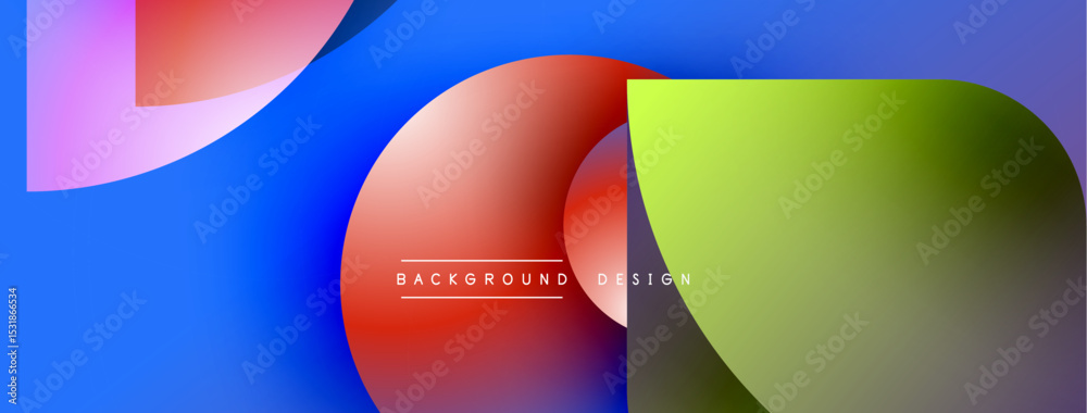 Poster Abstract geometric shapes overlap. Vivid colors create dynamic composition. Modern design suitable for backgrounds, banners.