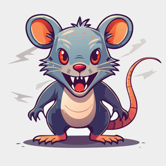 Rat Streamlined Vector Art with Flat Colors and Sharp Linework
