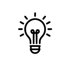 Minimal Black Line Light Bulb Icon for Ideas and Innovation