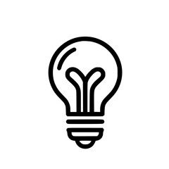 Minimal Black Line Light Bulb Icon for Ideas and Innovation
