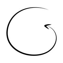 Hand drawn crayon spiral and straight arrow. Black curved and straight doodle arrows. Grunge charcoal sketch pointers and direction lines. pastel pencil, black chalk or marker brush stroke