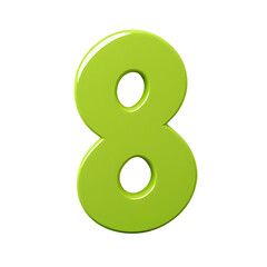 Bright green number eight showcasing modern design on a clean background suitable for various creative projects