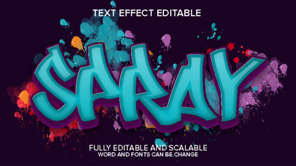 text effect editable urban graffiti vector