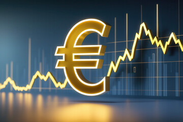 Market analysis action financial growth subject euro currency symbols digital finance environment data visualization viewpoint