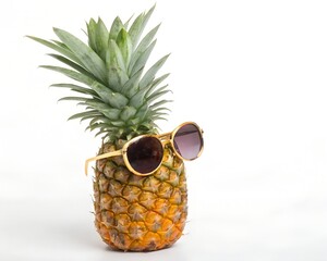 pineapple on white background "Pineapple with Sunglasses Isolated on White Background