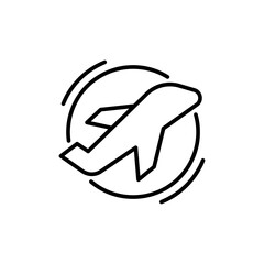 Takeoff Airplane Flight Icon with Motion Lines Outline Thin Line Symbol