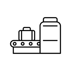 Airport Security Scanner Icon Outline Style Thin Line Symbol with Luggage on Conveyor Belt