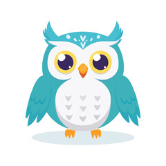 Fototapeta premium Snowy Owl Streamlined Vector Art with Flat Colors and Sharp Linework