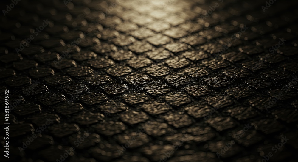 Poster A close up of a dark surface with a pattern of squares