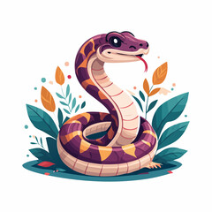Boa Constrictor Streamlined Vector Art with Flat Colors and Sharp Linework