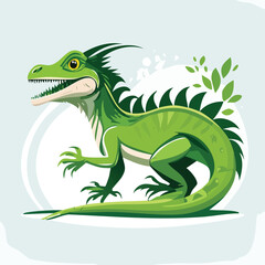 Fototapeta premium Basilisk Lizard Streamlined Vector Art with Flat Colors and Sharp Linework