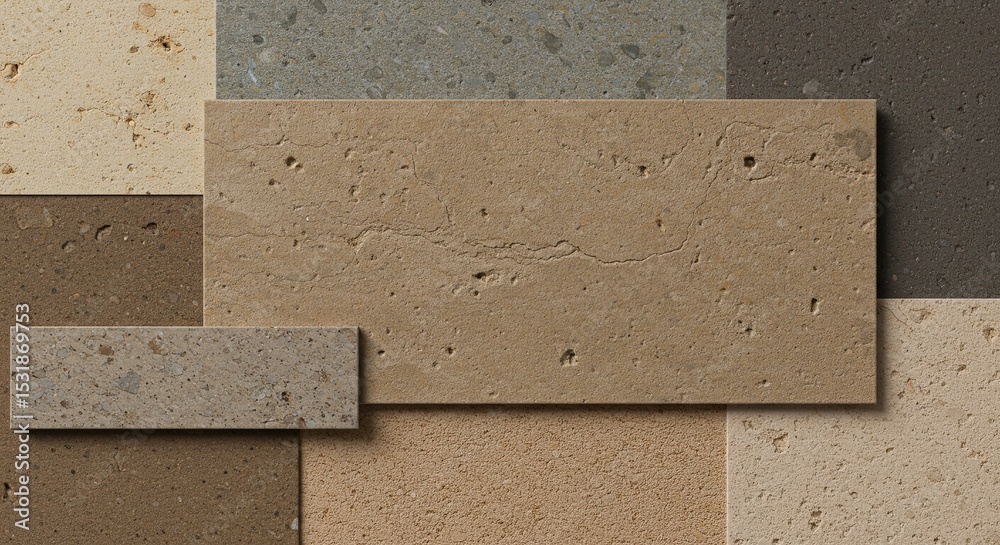 Aufkleber a collection of different colored bricks with a brown brick in the middle