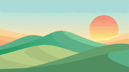 Obraz premium vector illustration of a landscape with mountains