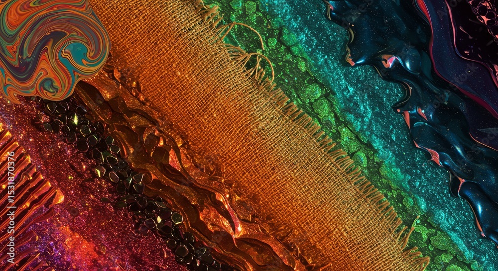 Poster a colorful, abstract painting with a lot of different colors and textures