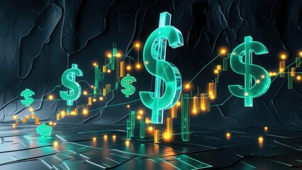 Financial growth analysis digital trading environment graphical data visualization abstract conceptual view