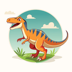 Velociraptor Flat-Style Vector Illustration with Balanced Composition