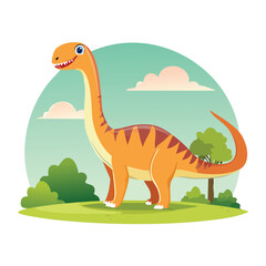 Naklejka premium Brontosaurus Flat-Style Vector Illustration with Balanced Composition