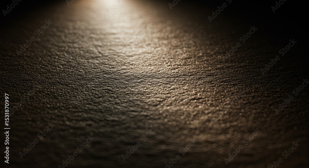 Poster A close up of a dark surface with a light shining on it