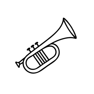 Outline of a funeral bugle in a minimalist style  
