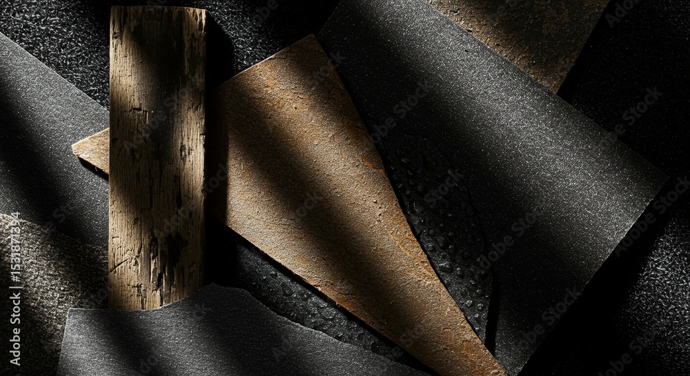 Poster a black and brown background with a wooden object in the foreground