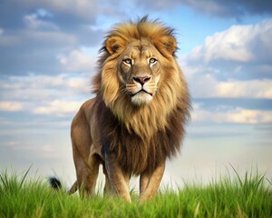 Majestic wild lion with a glorious mane in its natural habitat, a true king of the big cats