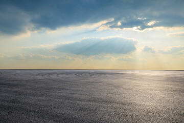 Empty asphalt road and sky clouds natural background