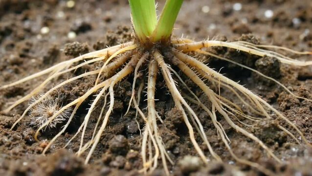 Macro time-lapse of root hairs growing in soil