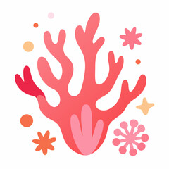 Pink coral reef illustration with abstract sea life